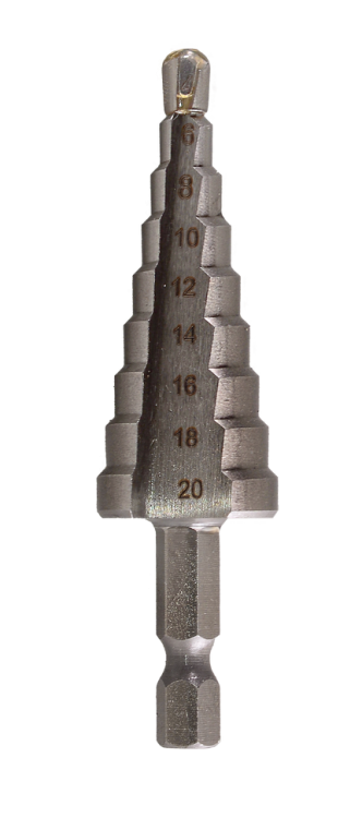 Сверло ступенчатое по металлу 4-6-8-10-12-14-16-18-20мм, P6M5, шестигранный хвостовик Вихрь в Астрахани